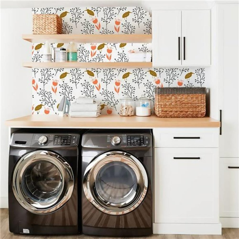 Floral Peel and Stick Wallpaper Contact Paper 17.7i''×118.1'' Wall Paper Vinyl